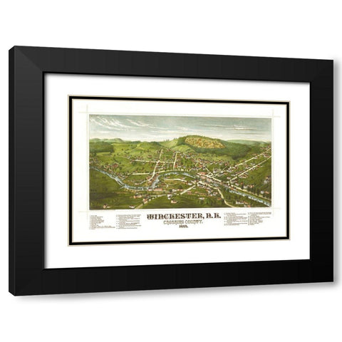 Winchester New Hampshire - Norris 1887  Black Modern Wood Framed Art Print with Double Matting by Norris