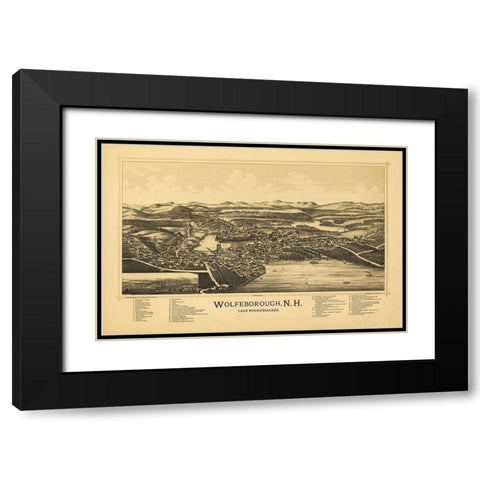 Wolfeborough New Hampshire -Norris 1889  Black Modern Wood Framed Art Print with Double Matting by Norris