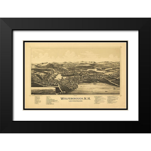 Wolfeborough New Hampshire -Norris 1889  Black Modern Wood Framed Art Print with Double Matting by Norris