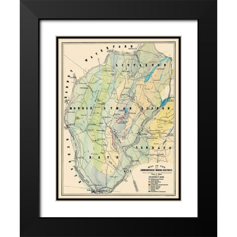 Ammonoosuc Mining District New Hampshire Black Modern Wood Framed Art Print with Double Matting by Hitchcock