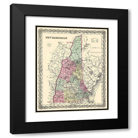 New Hampshire - Colton 1855 Black Modern Wood Framed Art Print with Double Matting by Colton
