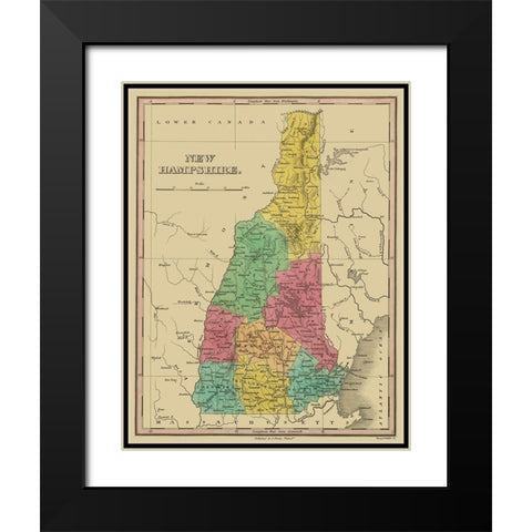 New Hampshire - Finley 1831 Black Modern Wood Framed Art Print with Double Matting by Finley