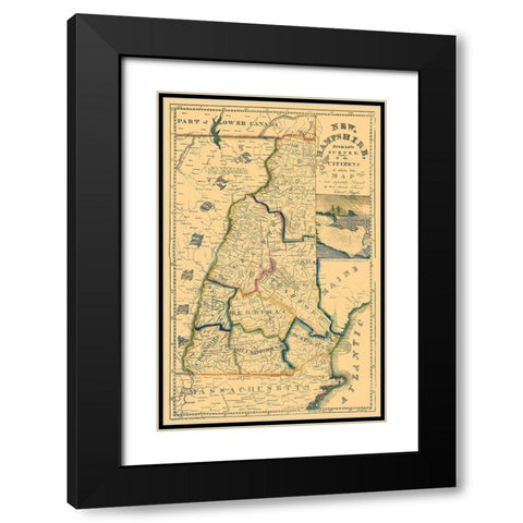 New Hampshire - Ruggles 1817 Black Modern Wood Framed Art Print with Double Matting by Ruggles