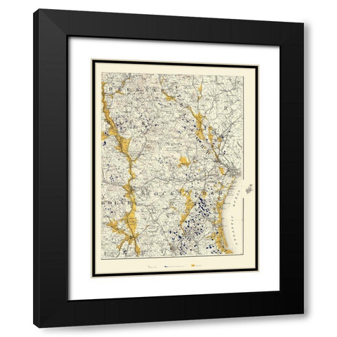 New Hampshire - Bien 1878 Black Modern Wood Framed Art Print with Double Matting by Bien