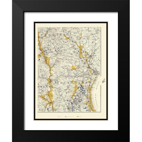 New Hampshire - Bien 1878 Black Modern Wood Framed Art Print with Double Matting by Bien