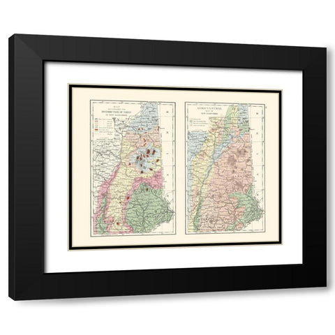New Hampshire Agricultural - Hitchcock 1877 Black Modern Wood Framed Art Print with Double Matting by Hitchcock