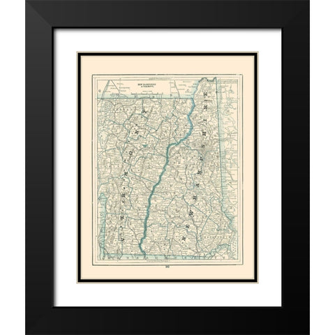 New Hampshire, Vermont - Rathbun 1893 Black Modern Wood Framed Art Print with Double Matting by Rathbun