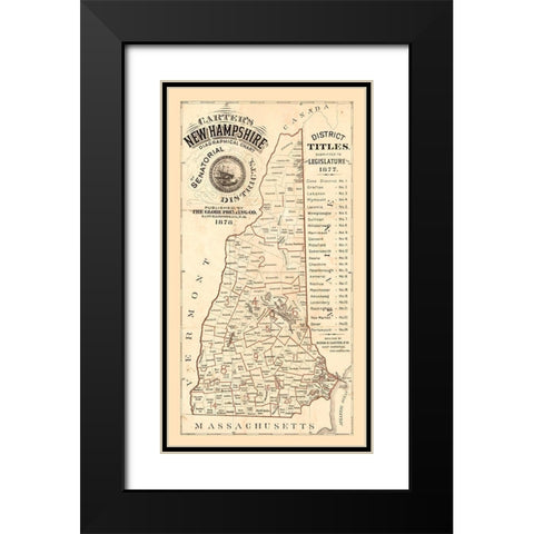 New Hampshire - Carter 1878  Black Modern Wood Framed Art Print with Double Matting by Carter