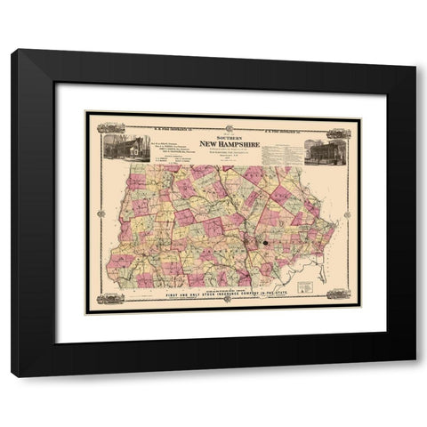 New Hampshire -1871 Black Modern Wood Framed Art Print with Double Matting by Unknown
