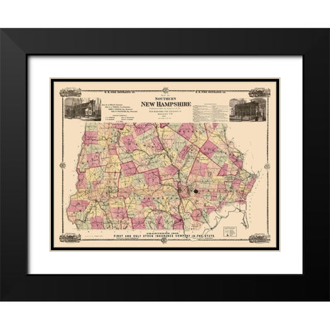 New Hampshire -1871 Black Modern Wood Framed Art Print with Double Matting by Unknown