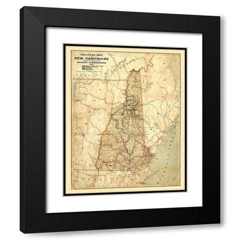 New Hampshire Railroads -1894 Black Modern Wood Framed Art Print with Double Matting by Unknown