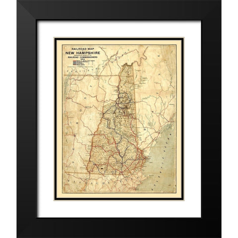 New Hampshire Railroads -1894 Black Modern Wood Framed Art Print with Double Matting by Unknown