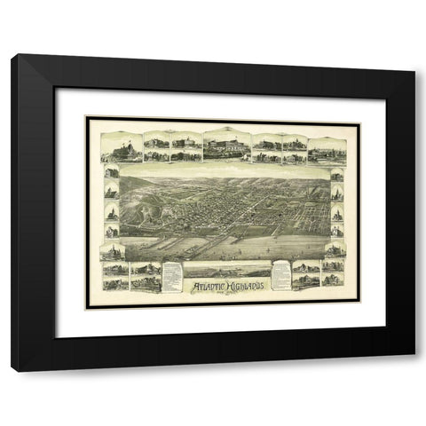 Atlantic Highlands New Jersey - Bailey 1894  Black Modern Wood Framed Art Print with Double Matting by Bailey