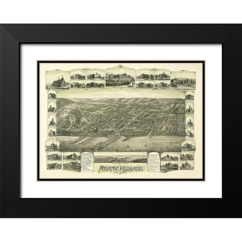 Atlantic Highlands New Jersey - Bailey 1894  Black Modern Wood Framed Art Print with Double Matting by Bailey