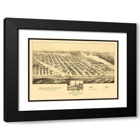 Asbury Park New Jersey - Fowler 1881  Black Modern Wood Framed Art Print with Double Matting by Fowler