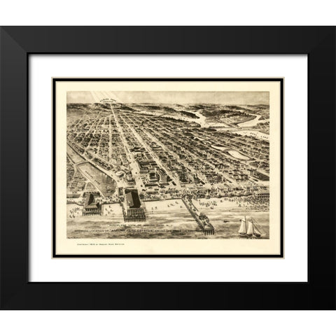 Asbury Park New Jersey - Pettit 1910  Black Modern Wood Framed Art Print with Double Matting by Pettit