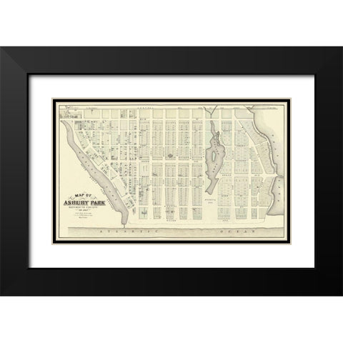 Asbury Park New Jersey Landowner - Kennedy 1877 Black Modern Wood Framed Art Print with Double Matting by Kennedy