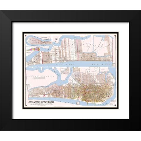 Atlantic City New Jersey Landowner - Mueller 1900 Black Modern Wood Framed Art Print with Double Matting by Mueller
