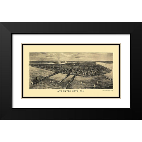 Atlantic City New Jersey - National Pub Co 1905 Black Modern Wood Framed Art Print with Double Matting by National Pub Co