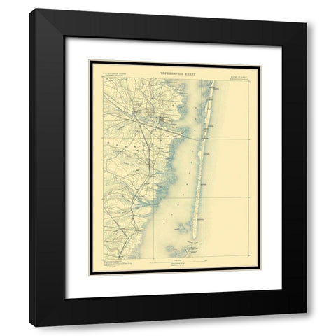 Barnegat New Jersey Sheet - USGS 1884 Black Modern Wood Framed Art Print with Double Matting by USGS