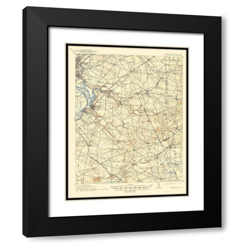 Bordentown New Jersey Pennsylvania Quad Black Modern Wood Framed Art Print with Double Matting by USGS