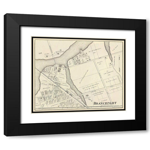 Branchport New Jersey Landowner - Woolman 1878 Black Modern Wood Framed Art Print with Double Matting by Woolman
