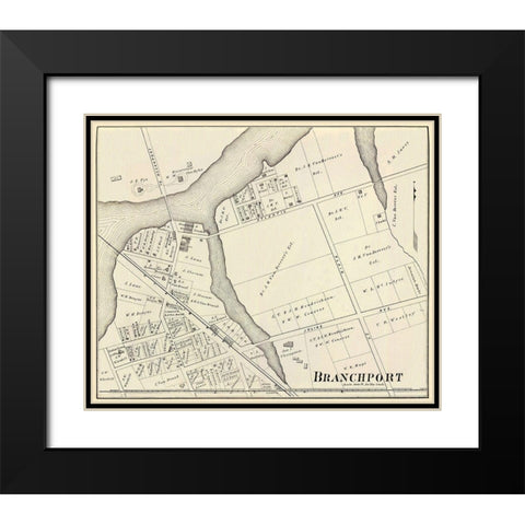 Branchport New Jersey Landowner - Woolman 1878 Black Modern Wood Framed Art Print with Double Matting by Woolman