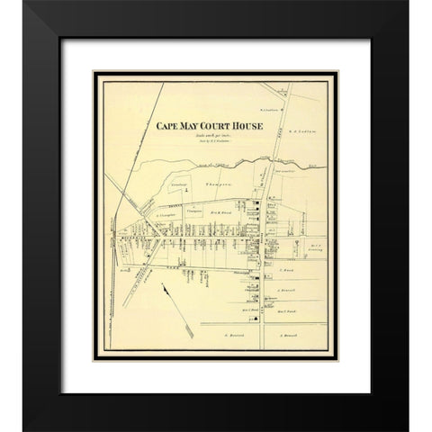 Cape May Court House New Jersey Landowner Black Modern Wood Framed Art Print with Double Matting by Woolman