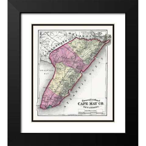 Cape May New Jersey - Beers 1872 Black Modern Wood Framed Art Print with Double Matting by Beers