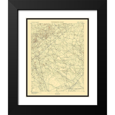 Cassville New Jersey Quad - USGS 1885 Black Modern Wood Framed Art Print with Double Matting by USGS