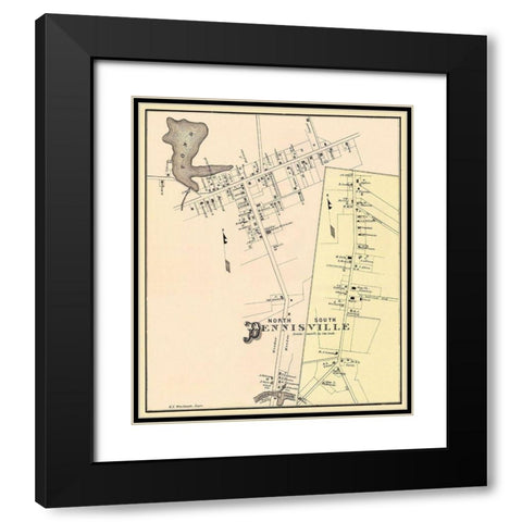 Dennisville, North, South New Jersey Landowner Black Modern Wood Framed Art Print with Double Matting by Woolman