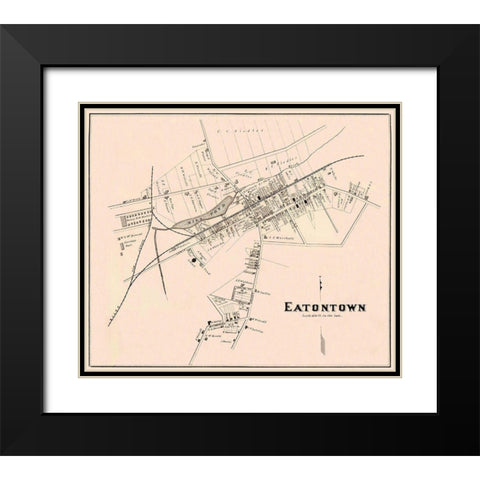 Eatontown New Jersey Landowner - Woolman 1878 Black Modern Wood Framed Art Print with Double Matting by Woolman