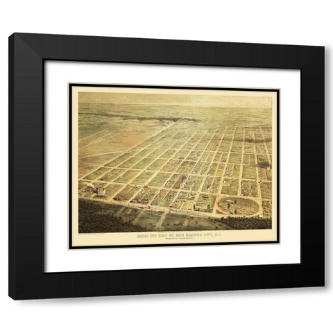 Egg Harbor City New Jersey - Scheu 1865  Black Modern Wood Framed Art Print with Double Matting by Scheu