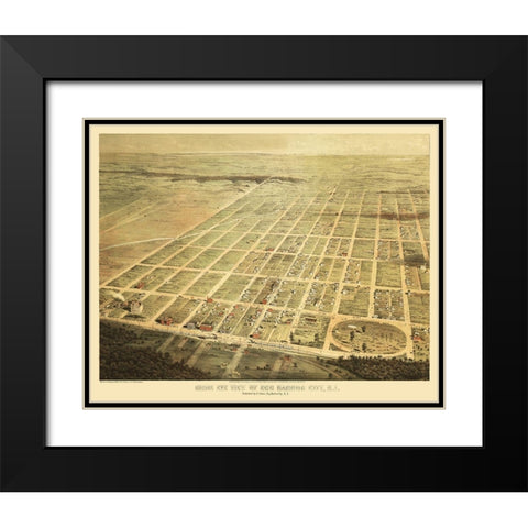Egg Harbor City New Jersey - Scheu 1865  Black Modern Wood Framed Art Print with Double Matting by Scheu