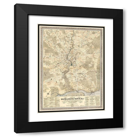 Elizabeth Town New Jersey - Meyer 1780  Black Modern Wood Framed Art Print with Double Matting by Meyer