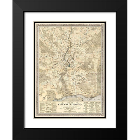 Elizabeth Town New Jersey - Meyer 1780  Black Modern Wood Framed Art Print with Double Matting by Meyer