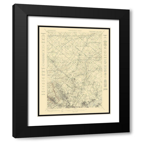Germantown Pennsylvania New Jersey Quad Black Modern Wood Framed Art Print with Double Matting by USGS