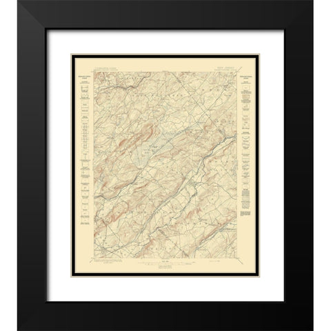 Hackettstown New Jersey Sheet - USGS 1898 Black Modern Wood Framed Art Print with Double Matting by USGS