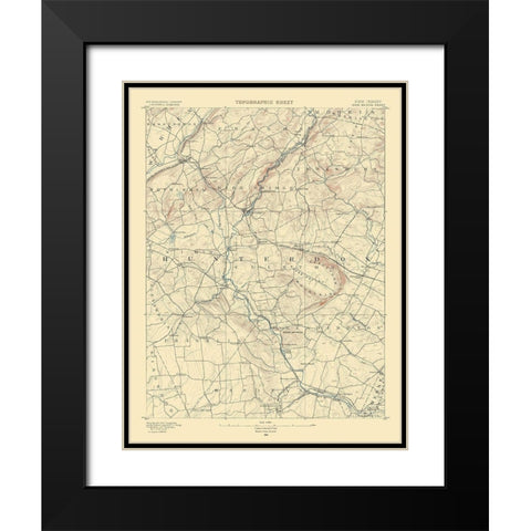 High Bridge New Jersey Quad - USGS 1890 Black Modern Wood Framed Art Print with Double Matting by USGS