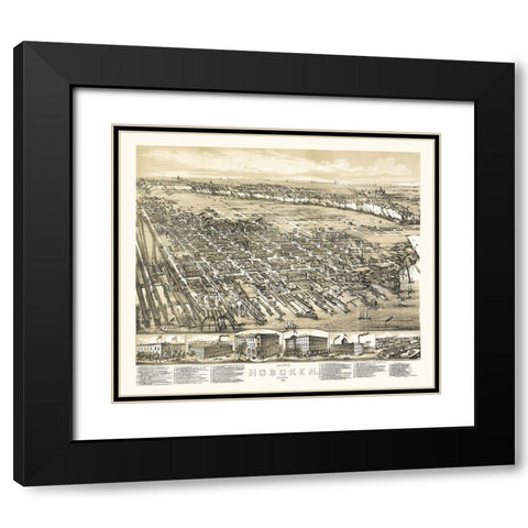 Hoboken New Jersey - Bailey 1881  Black Modern Wood Framed Art Print with Double Matting by Bailey