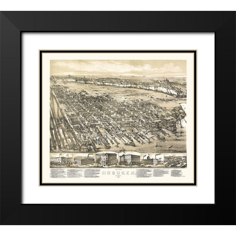Hoboken New Jersey - Bailey 1881  Black Modern Wood Framed Art Print with Double Matting by Bailey