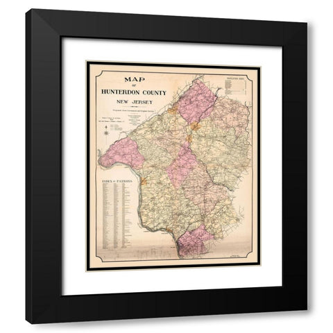 Hunterdon New Jersey - Hicks 1902  Black Modern Wood Framed Art Print with Double Matting by Hicks