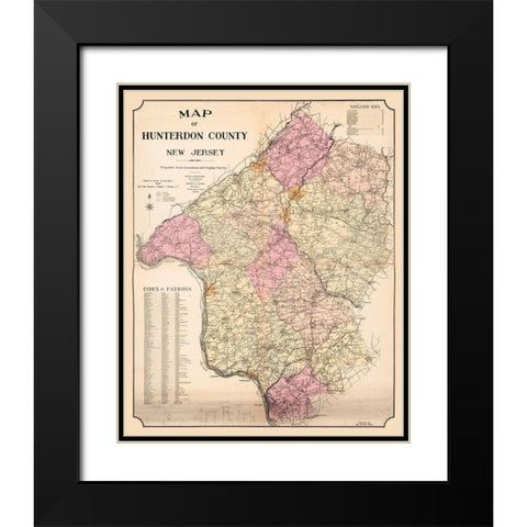 Hunterdon New Jersey - Hicks 1902  Black Modern Wood Framed Art Print with Double Matting by Hicks