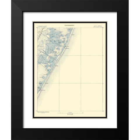 Long Beach New Jersey Sheet - USGS 1883 Black Modern Wood Framed Art Print with Double Matting by USGS