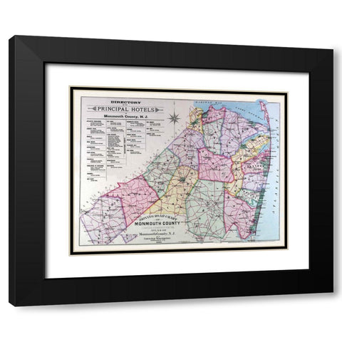 Monmouth New Jersey - Wolverton 1889 Black Modern Wood Framed Art Print with Double Matting by Wolverton