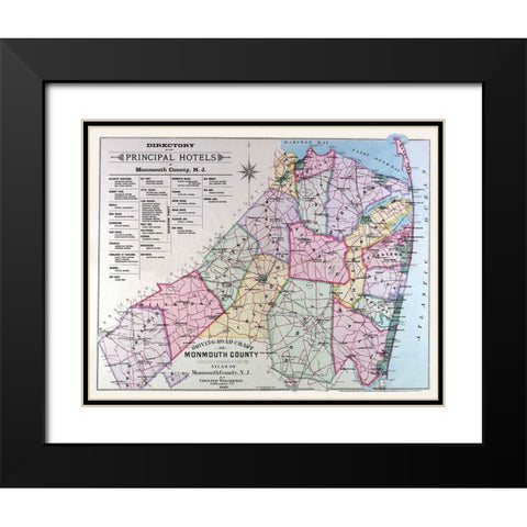 Monmouth New Jersey - Wolverton 1889 Black Modern Wood Framed Art Print with Double Matting by Wolverton