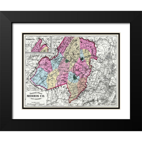 Morris New Jersey - Beers 1872 Black Modern Wood Framed Art Print with Double Matting by Beers