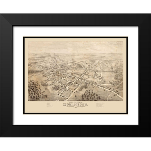 Morristown New Jersey -1876 Black Modern Wood Framed Art Print with Double Matting by Unknown