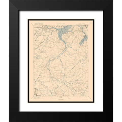 New Brunswick New Jersey Quad - USGS 1901 Black Modern Wood Framed Art Print with Double Matting by USGS
