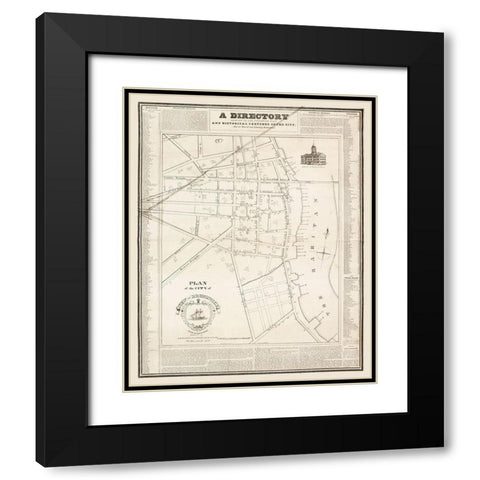 New Brunswick New Jersey - Marcelus 1829  Black Modern Wood Framed Art Print with Double Matting by Marcelus